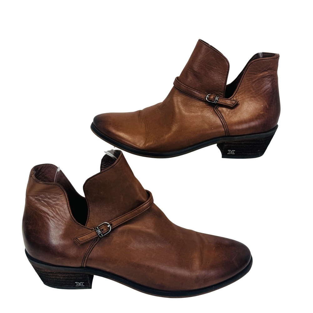 Sam Edelman Petty Leather Booties Women's 8M Brown Classic Chic Minimalist‎